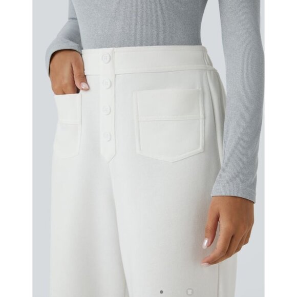 Halara High Waisted Straight Leg Multi Faux Button Sweat Pants Sz Small Gray Wom - Picture 8 of 9